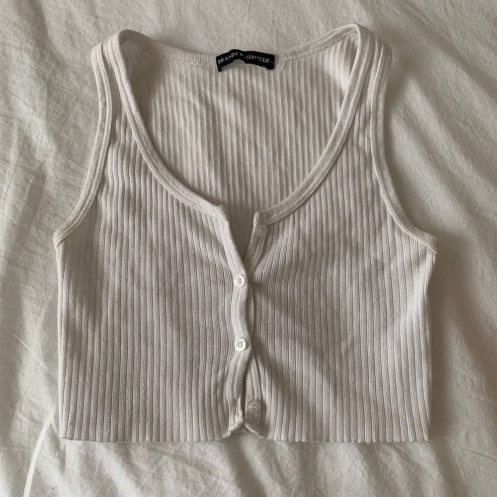 sold brandy melville rare white button crop top